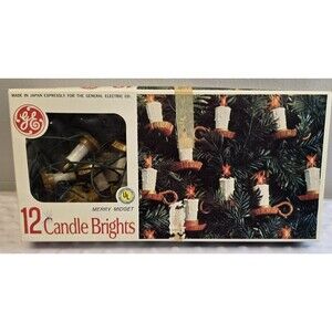 GE 12 Merry Midget Candle Brights String Lights Candle Design UL CL2-12 Vtg Xmas